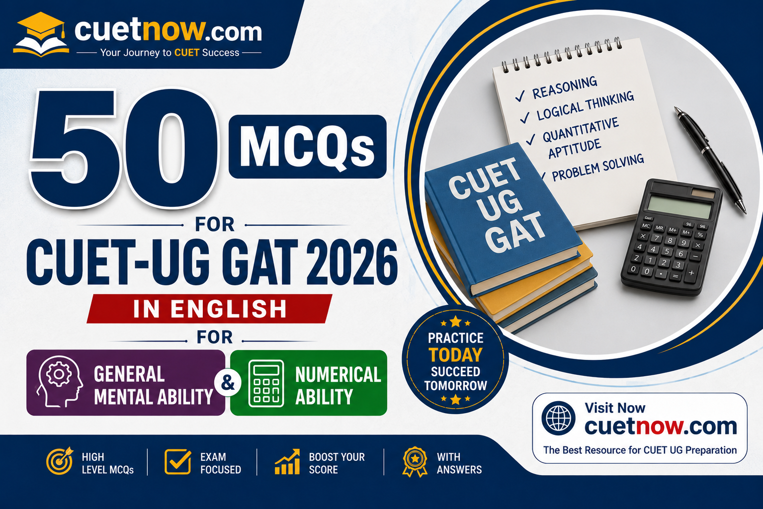 Top 50 Expected GAT MCQs for CUET UG 2026 Exam